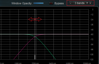Step 08 - Setup the number of bands on the MB-7 Mixer plug-in and adjust frequency ranges Step 08 - Setup the number of bands on the MB-7 Mixer plug-in and adjust frequency ranges
